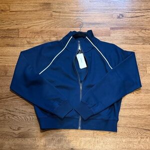 SPANX Air Essentials Pique Navy Track Jacket size small and Pants size xsmall